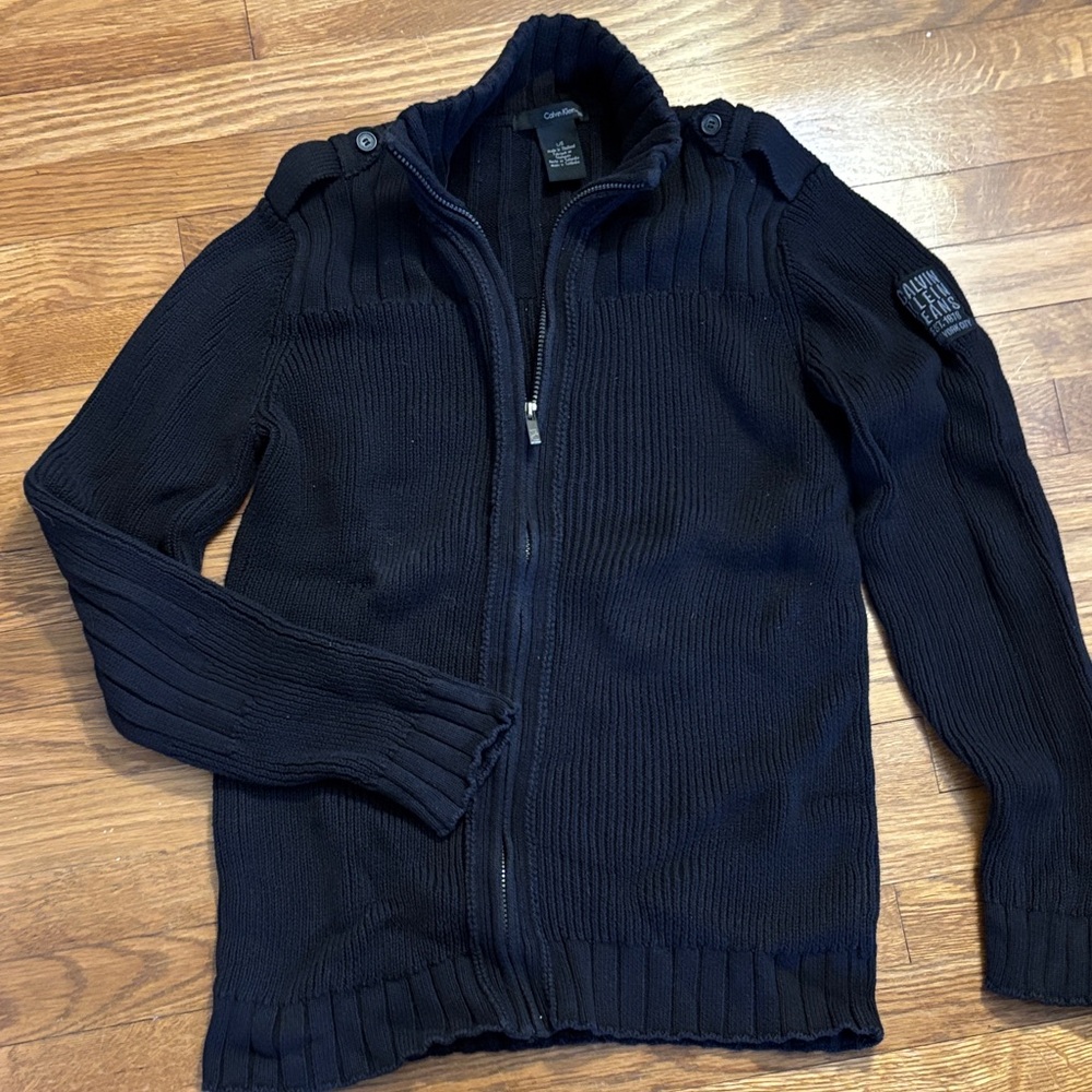 Calvin Klein Men's Full-Zip Ribbed Sweater like new